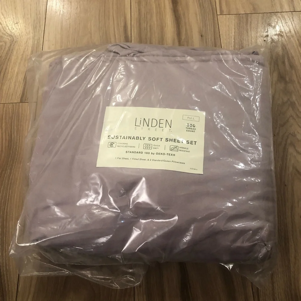 Linden Street 300 Thread Count Sustainably Soft Full Sheet Set, Sterling Mauve